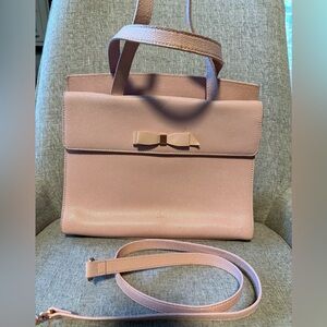 Ted Baker London Pink Bow Leather Satchel Crossbody Bag Blush